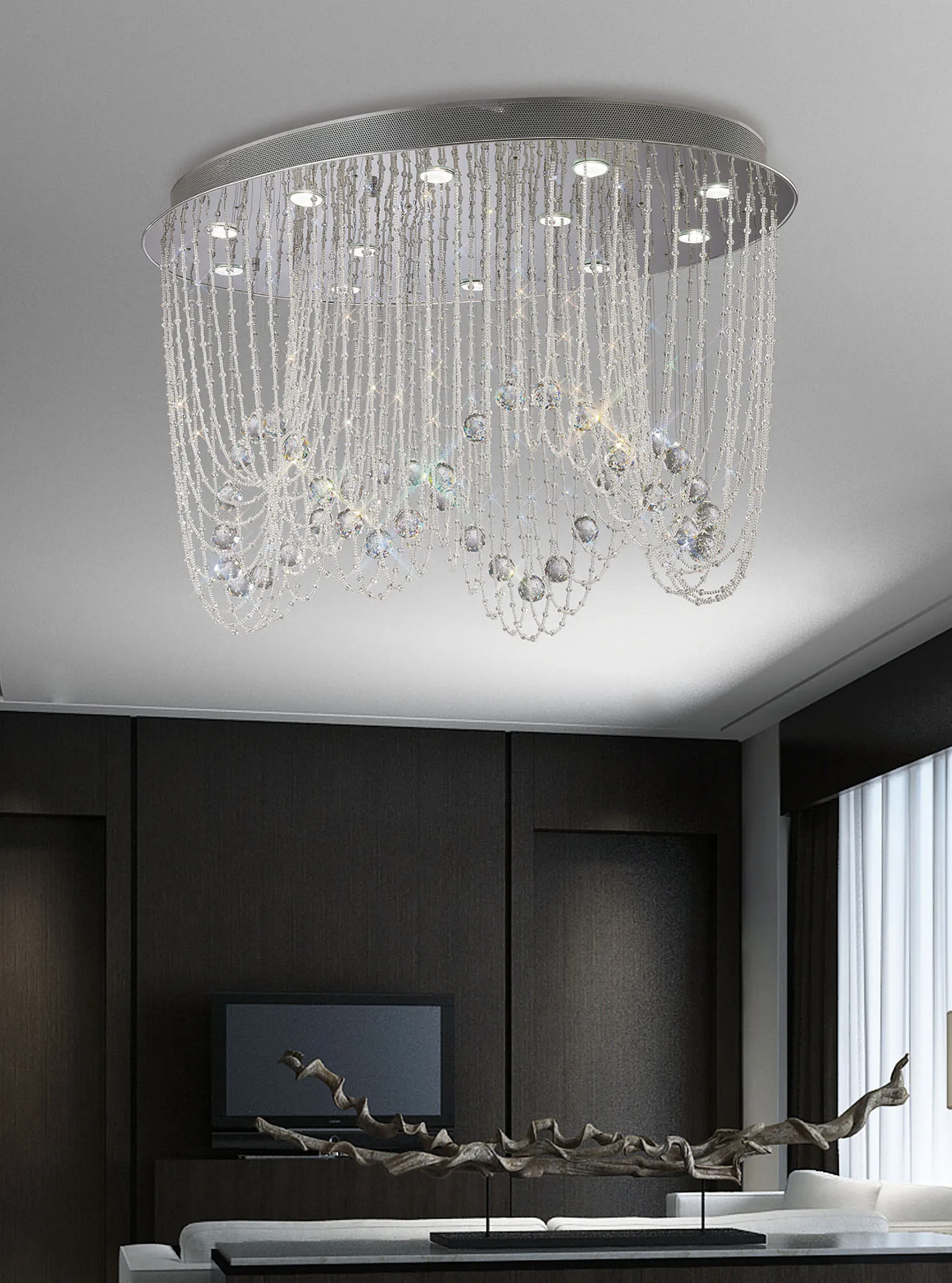 Camilla Crystal Ceiling Lights Diyas Flush Crystal Fittings